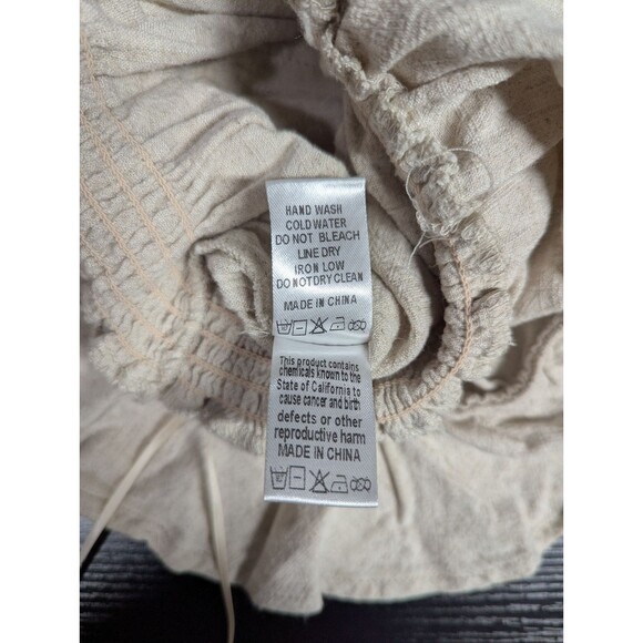 Fourteen & 9th Beige Linen Ruffled Off the Shoulder Romper Womens Size Medium‎ - Picture 7 of 7